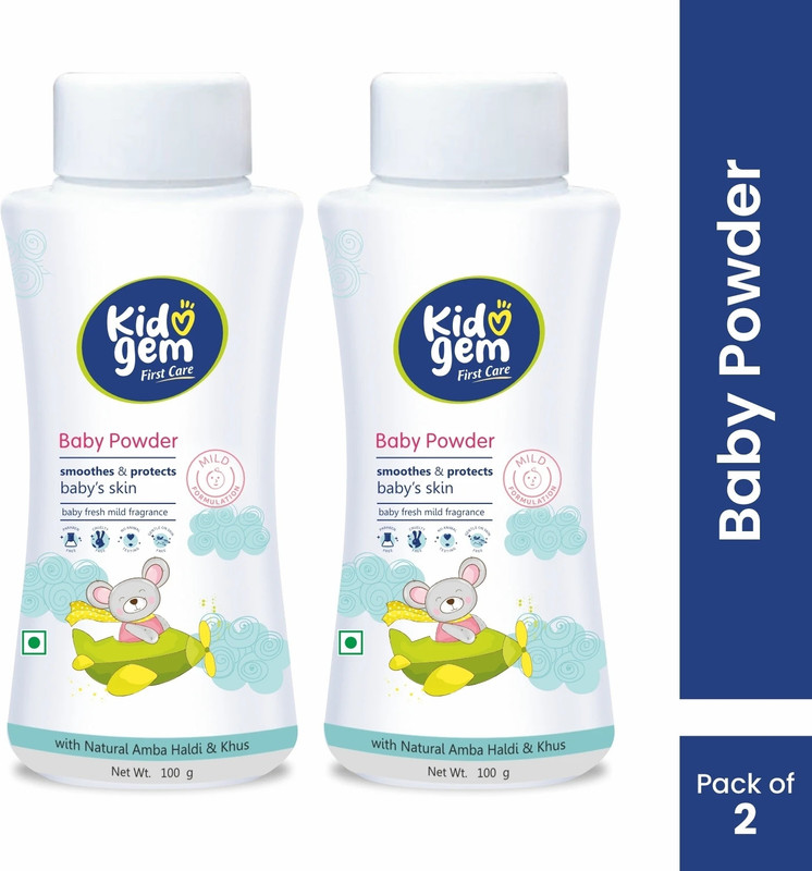 Kidogem Baby Powder with Amba Haldi & Almond Oil for Daily Use(2 x 100 g)