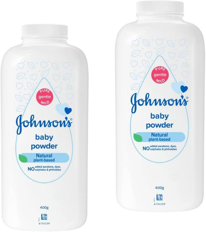JOHNSON'S Baby Powder 400gm×2 | Natural Plant Based | For soft and dry Skin(2 x 400 g)