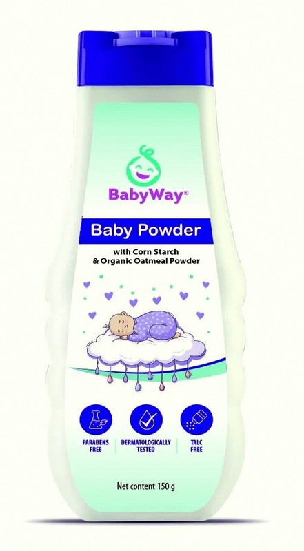 BABYWAY baby powder for, corn starch & organic oatmal powder 150gm, 2pcs.(2 x 150 g)