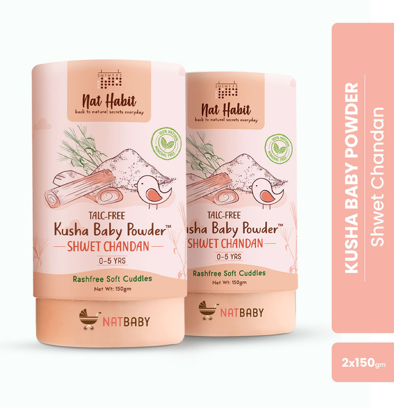 Nat Habit Organic Baby Powder|Shwet Chandan Combo |Anti-Fungal & Antibacterial Properties(2 x 150 g)
