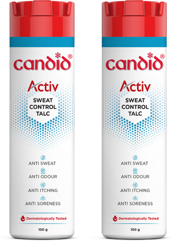 Candid Active Sweat Control Talcum Powder | Dermatologically Tested(2 x 50 g)