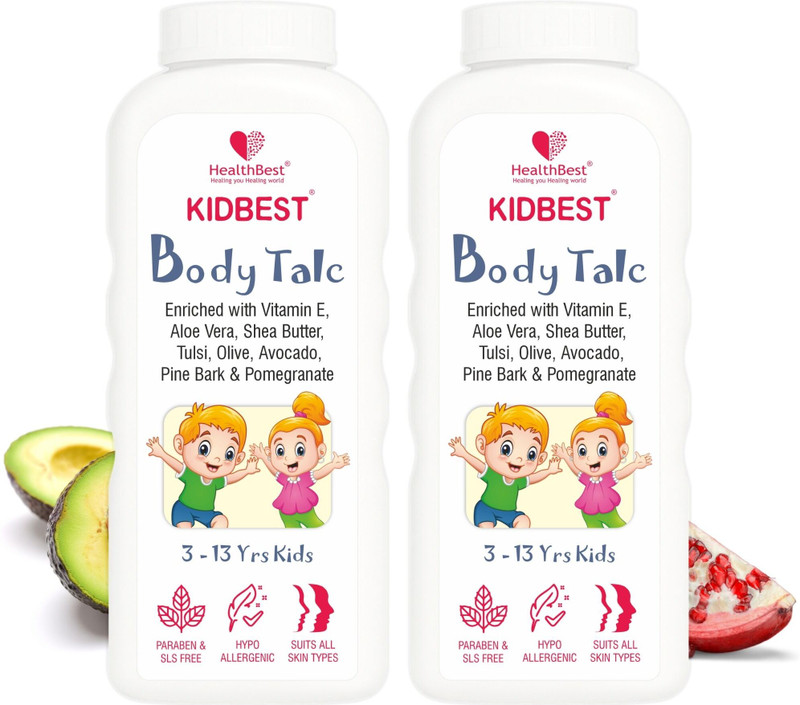 HealthBest Kidbest Body Talc for 3-13 Years Kids | Each Pack of 100gm (Pack of 2)(2 x 100 g)
