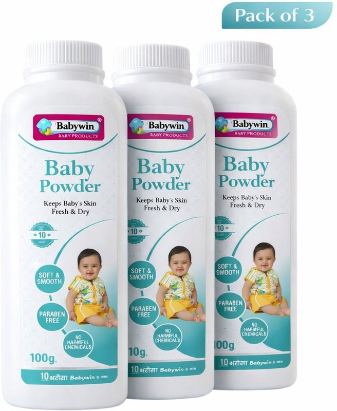 Babywin Baby Powder – Soft & Smooth, Paraben Free, No Harmful Chemicals 300g(3 x 100 g)