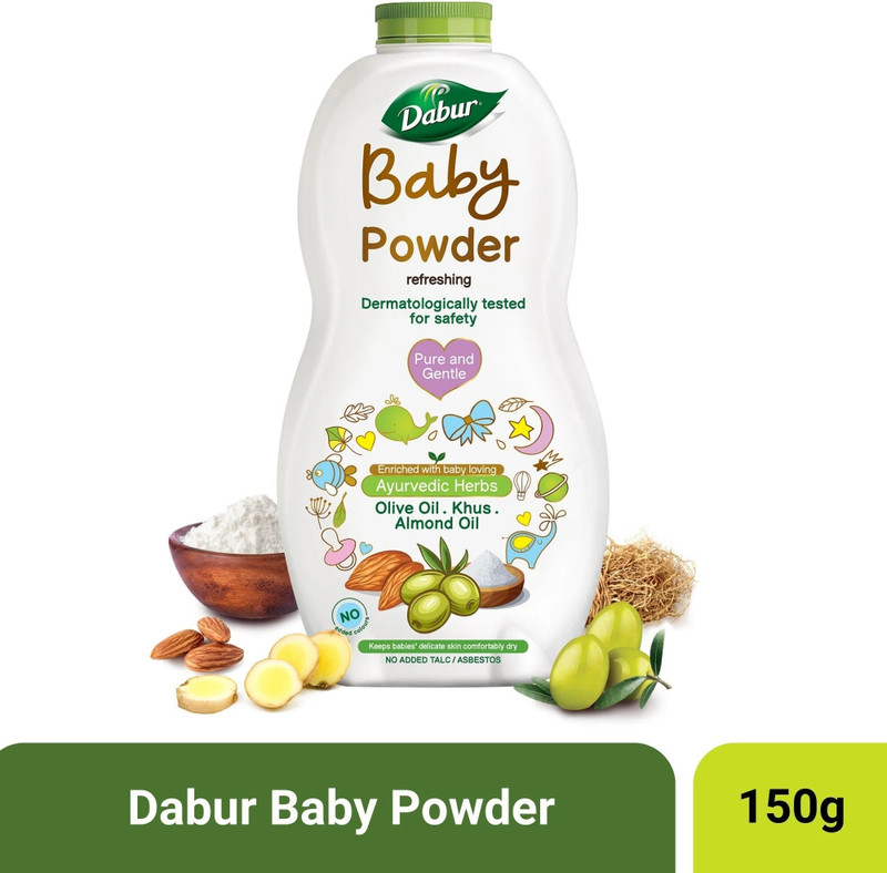 Dabur Baby Powder No added Talc & Asbestos |Contains Oat Starch |No Parabens & Phthalates(150 g)