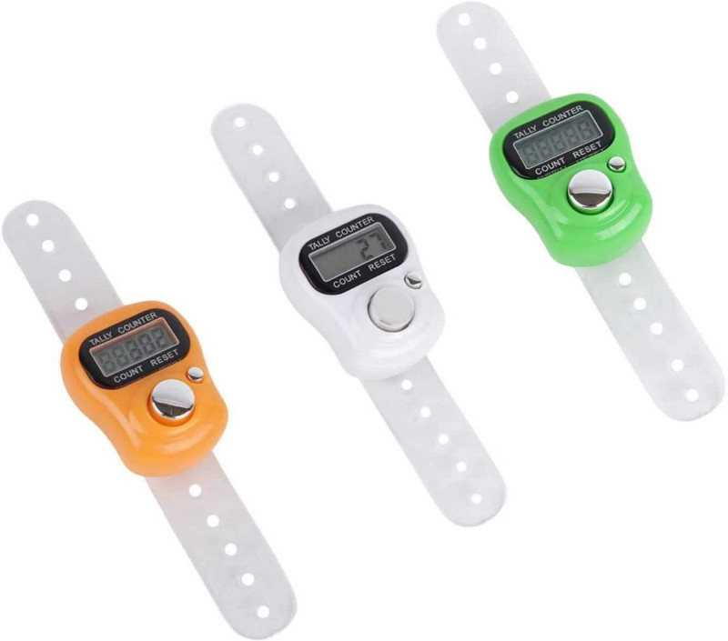Aim Emporium Mini Digital Finger Ring Tally Counter – Mantra Jap & Head Counting Machine Digital Tally Counter(Orange, White, Green Pack of 3)