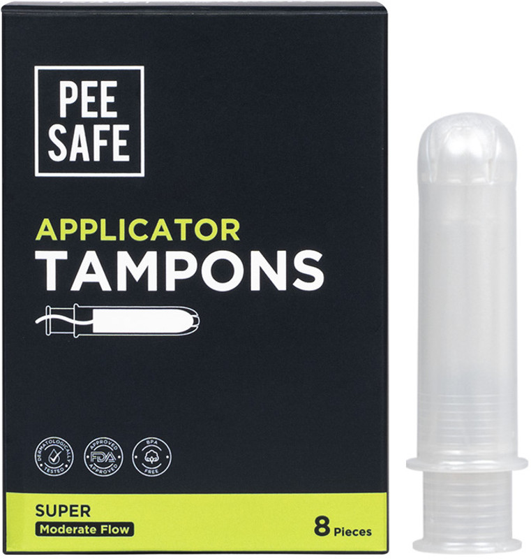 Pee Safe Applicator Tampons - Super | Easy to use| Leak Proof | Highly Absorbent | Tampons(Pack of 8)