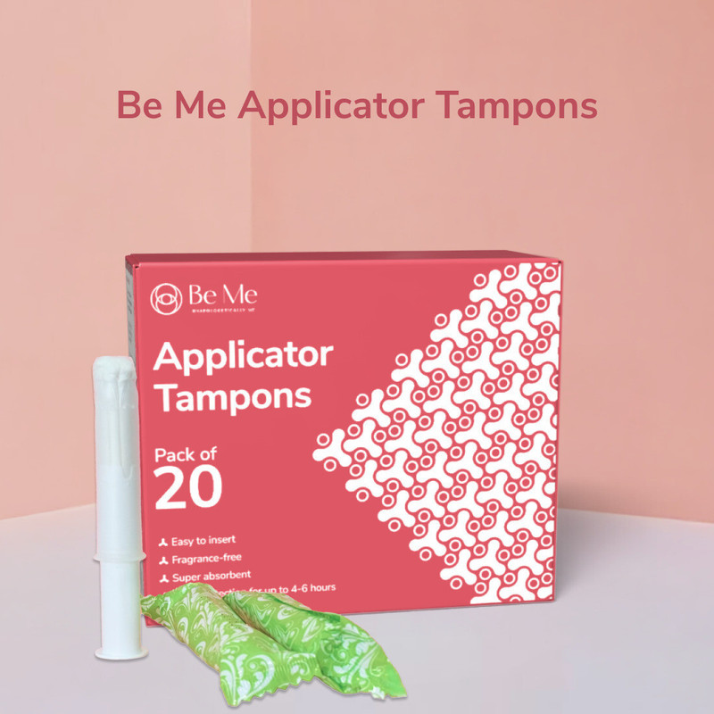 BE ME Super Flow Menstrual Applicator Tampons| Rash & Stain Free Periods | High Absorb Tampons(Pack of 20)