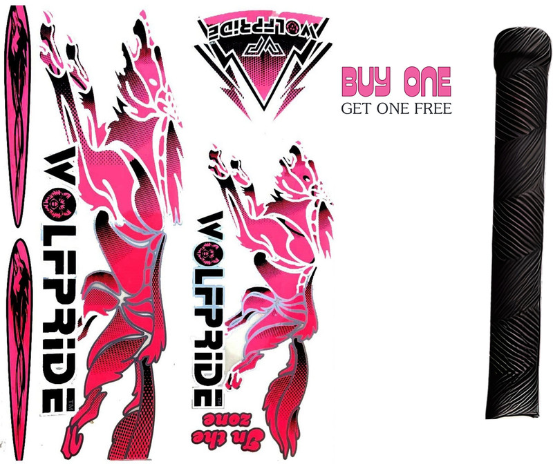 WOLF PRIDE Zone unique design vinyl cricket bat tape with grip Bat Sticker(Pink, Black)