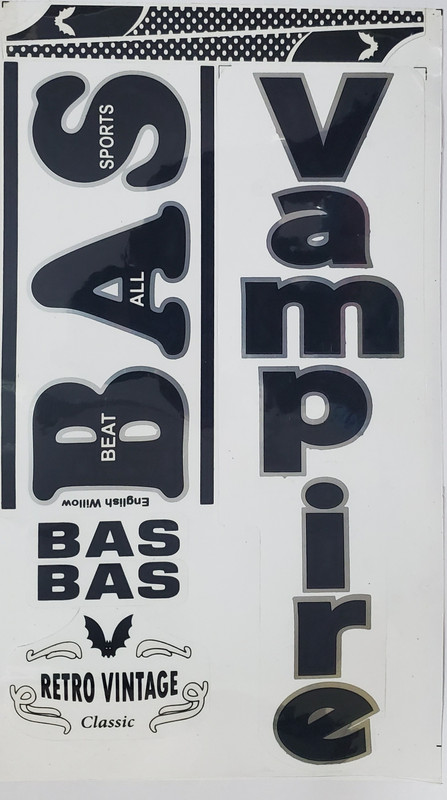 Kyrios BAS Retro Vintage Cricket Bat Sticker With Glossy Look Self Adhesive Bat Sticker(Black)