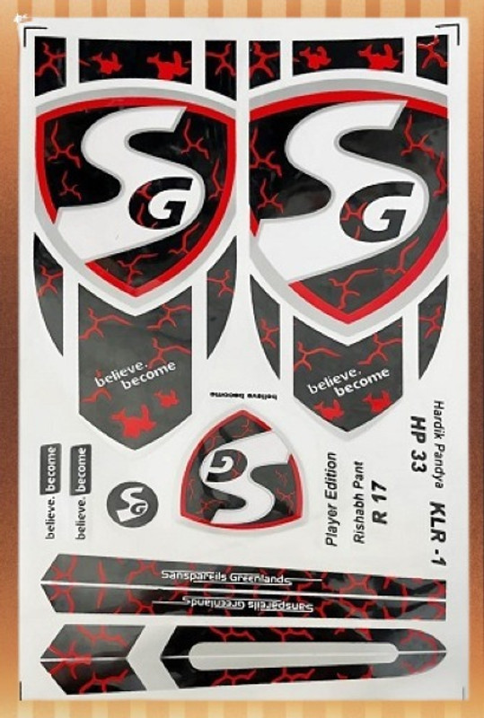 SG KLR rishabh pant red cricket bat sticker 05 Bat Sticker(Red)