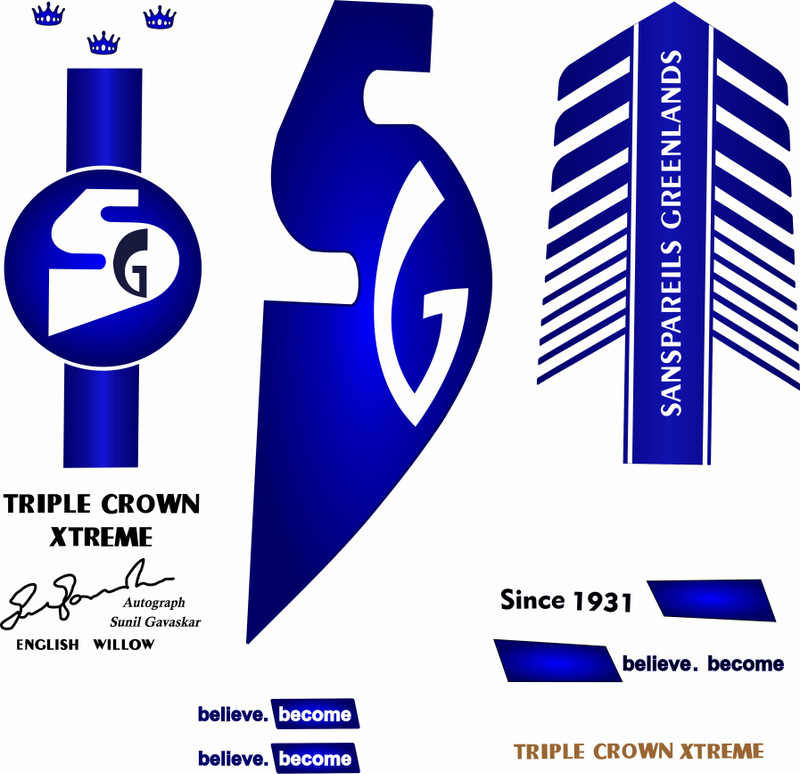 CANDLE Triple Crown Classic English Willow Cricket Bat sticker Bat Sticker(Blue)