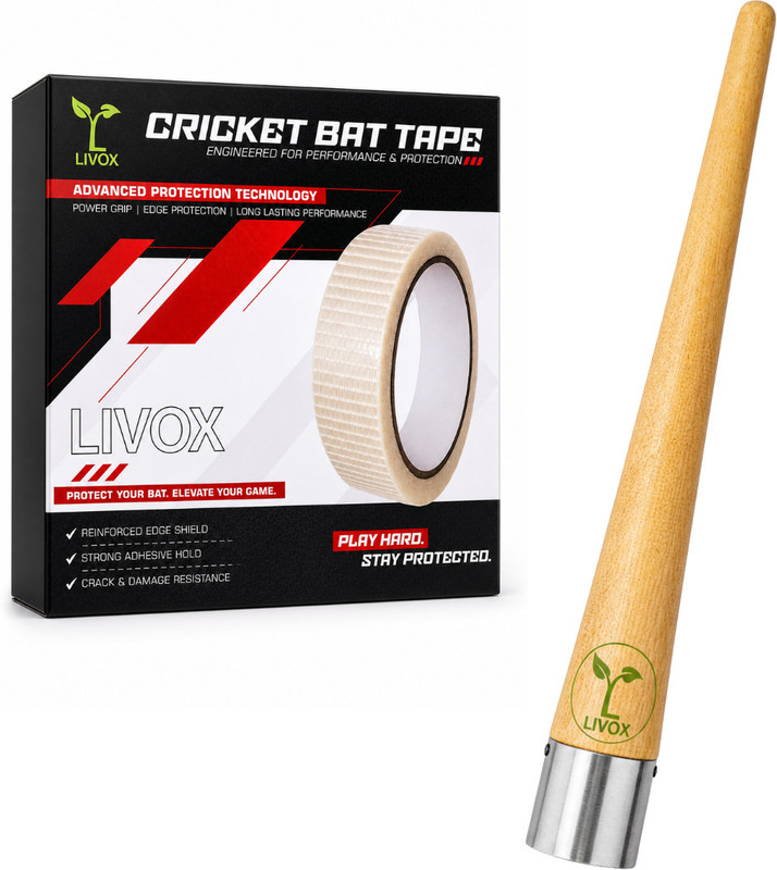 LIVOX Cricket Bat Grip Applicator Tool with Fiber Bat Tape Protection Tape(White)