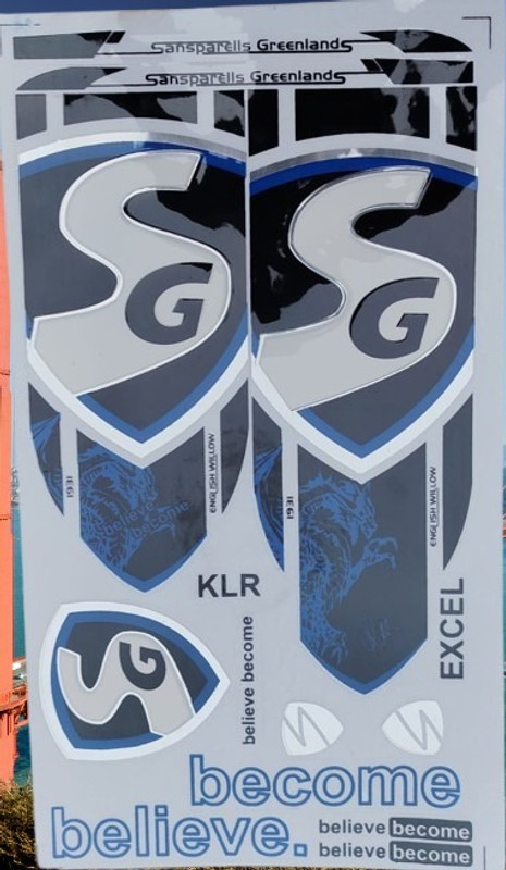 SG KLR klr blue excel 3d cricket bat sticker 07 Bat Sticker(Blue)