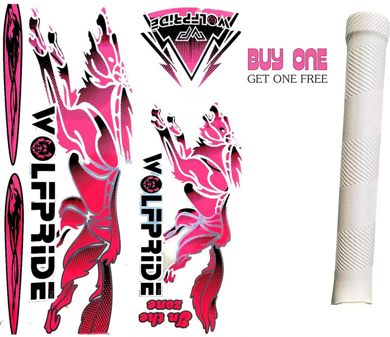 WOLF PRIDE IN THE ZONE GREEN/WHITE CRICKET BAT STICKER PACK (STICKER+GRIP) Bat Sticker(Multicolor)