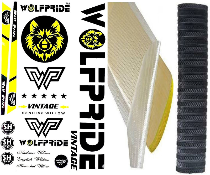WOLF PRIDE Retro Classic Combo Red Sticker White Grip and Fiber sheet for Cricket Bat Bat Sticker(Red)