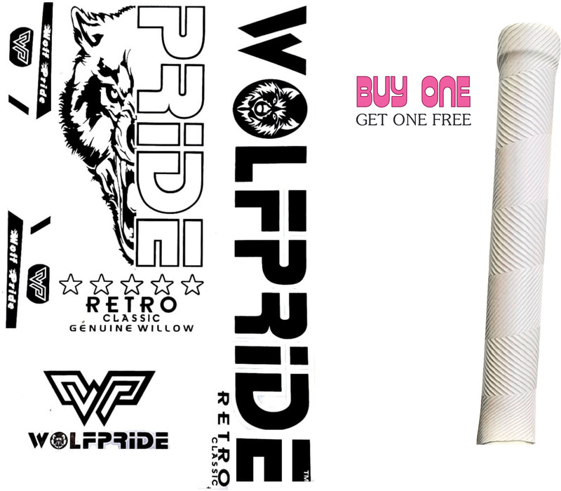 WOLF PRIDE Retro Classic Vinyl cricket with Grip Bat Sticker(Green, Black)