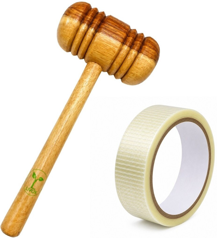LIVOX Cricket Bat Mallet with Fiber Bat Tape Protection Tape(White)