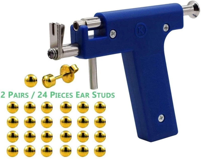 Tifurko Professional Ear ,Nose ,Navel Body piercing Gun Tool Kit With 12 Pairs or 24 Piece Piercing Ear Studs Tattoo Kit Ear Nose Navel Body piercing Gun Unit Tool Kit Safety Pierce Tool Beauty Kit Stainless Steel Metal Pierce Tool Set, Deep Blue Permanent Tattoo Kit
