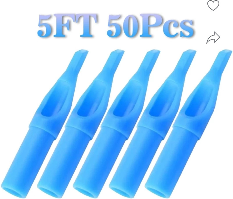 Forver tattoo 5FT Sterile Tattoo Nozzle Tips Disposable Flat Tattoo Needles (Pack of 50) Permanent Tattoo Kit