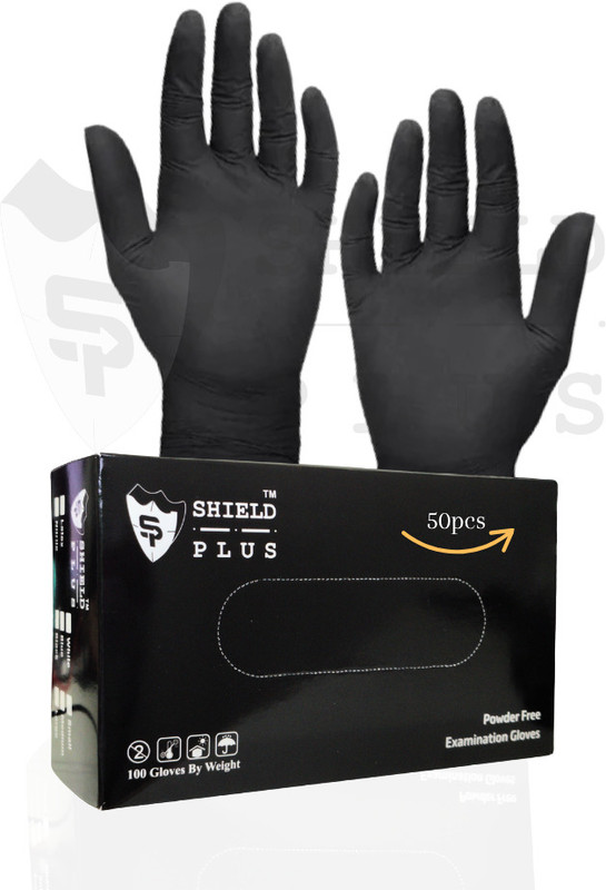 tattoo NITRILE BLACK LARGE GLOVES (50 PCS) (DISPOSABLE & POWDER FREE) BY WEIGHT Temporary Tattoo Kit