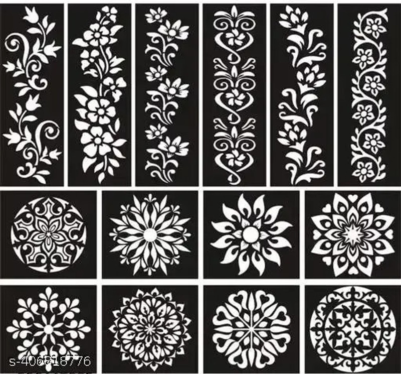 Make Unique Mehndi Sticker Set of 2 Pes|Henna Stencil for Women, Girls Model no 077 Temporary Tattoo Kit