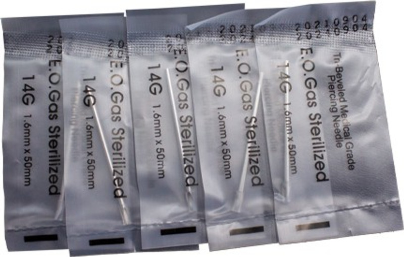 Mumbai Tattoo 14G PIERCING NEEDLE ( PACK OF 5) Disposable Round Tattoo Needles(Pack of 5)