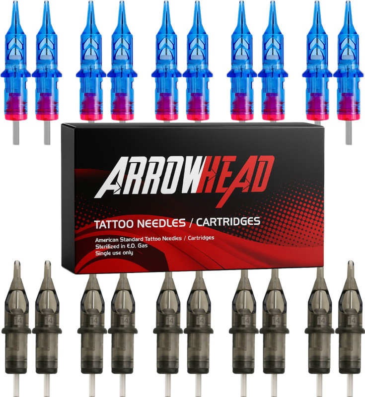 Arrowhead 7RL,18RS,9SERM,13M1 Cartridge Tattoo Needles for Pen Machine Disposable Round Liner, Round Shader, Magnum Tattoo Needles(Pack of 20)