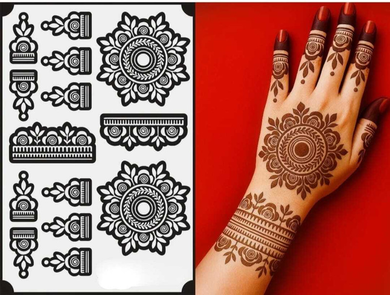 Rosh Fashion Henna Tattoo Mehandi Stencil For Female hands bridal(Mehndi stencils)