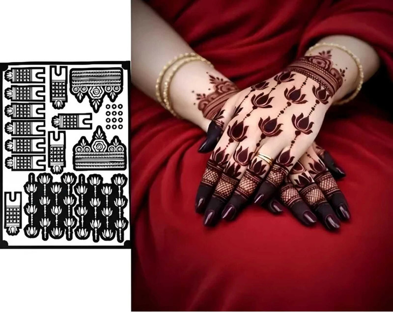 Rosh Fashion Dulhan Mehandi Stencil Full Hand | Premium Bridal Henna Sheet | Festival Wear(Bridal)