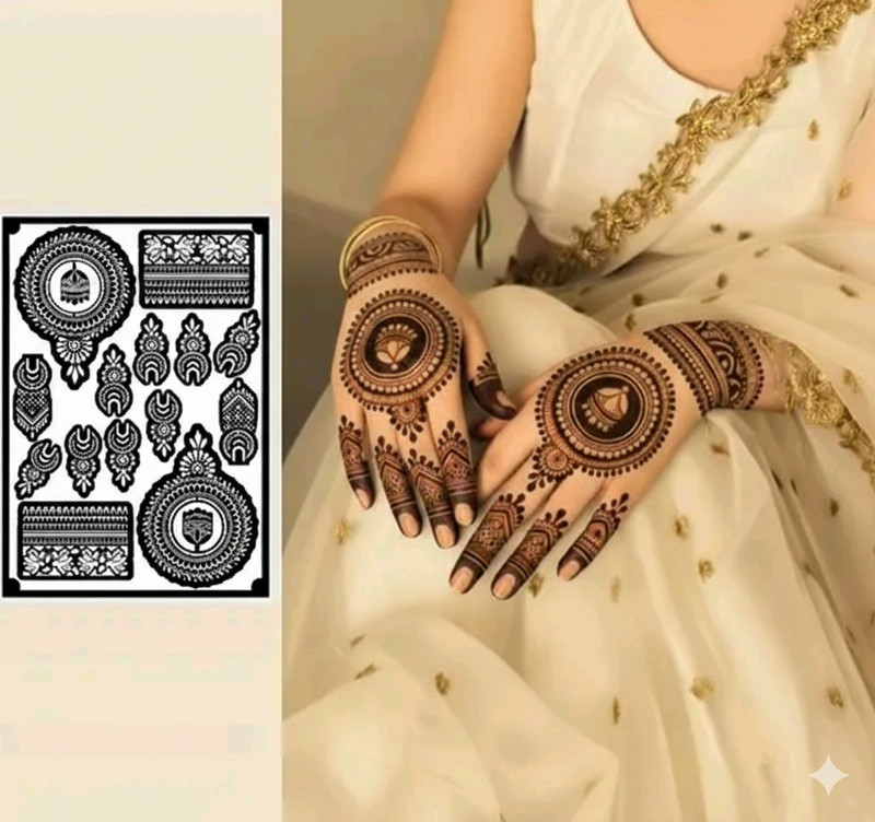 Mehnixa(Unique Mehndi Stencil For Female hands, Mehndi Design Sticker)