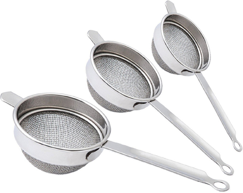 KUBER INDUSTRIES Stainless Steel Double Mesh Tea Strainer Chalni 8 cm Diameter (Silver) Tea Strainer(Pack of 1)