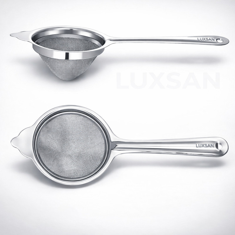Luxsan Premium Stainless Steel Tea Strainer – 20 cm Fine Mesh Infuser with Handle Tea Strainer(Pack of 1)
