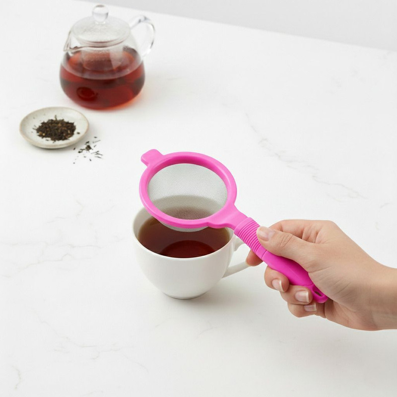 Avento mart Plastic Tea Strainer for Tea & Coffee, Double Mesh with Wire Handle Tea Strainer(Pack of 1)