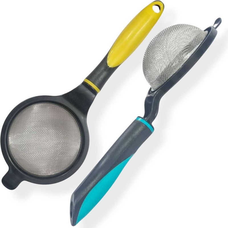 ERIEN Plastic Handle Stainless Steel Mesh | Extra Fine Channi for Tea, Coffee & Etc Tea Strainer(Pack of 2)