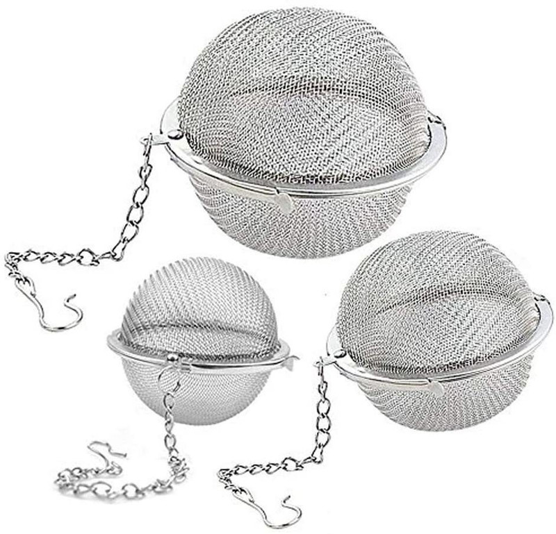 HEXONIQ Stainless Steel Tea Ball Strainer Mesh Infuser Filter Reusable Spice Filter Ball Herbs Infuser with Extended Chain Hook for Loose Leaf Tea and Spices Seasoning (Large) Tea Strainer(Pack of 1)