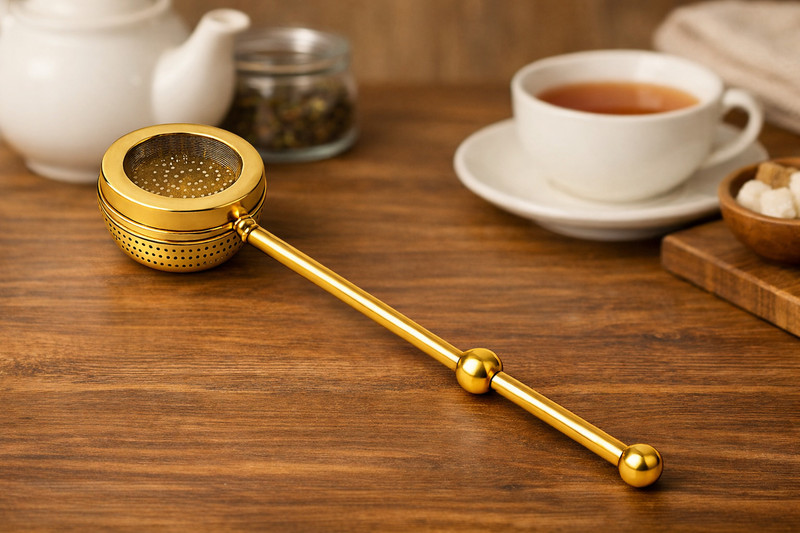 DM Design Master Brass Tea Infuser Stick 7 Inch Reusable Loose Leaf Tea Strainer Tea Strainer(Pack of 1)