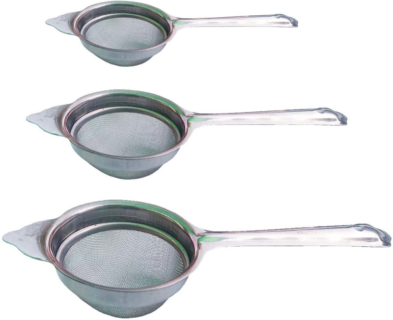 Kitchwish Stainless Steel Tea Strainer Channi Set of 3 Pcs (7, 8.5, 9.5 CM) Tea Strainer(Pack of 3)
