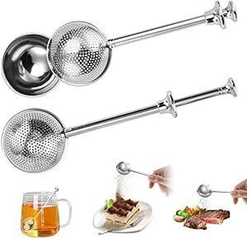Zibuyu Stainless Steel Ball Strainer Tea Infuser with Push Handle for Loose Leaf Tea Tea Strainer(Pack of 1)
