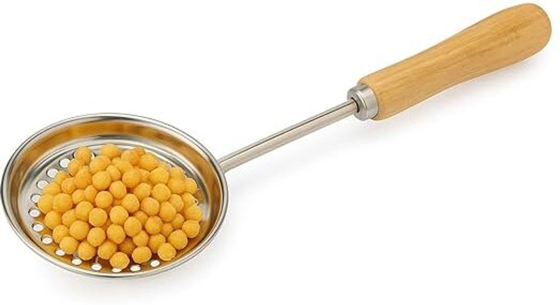 RK Engineering Works Stainless Steel Boondi Jhara with Wooden Handle Multipurpose Tea Strainer(Pack of 1)