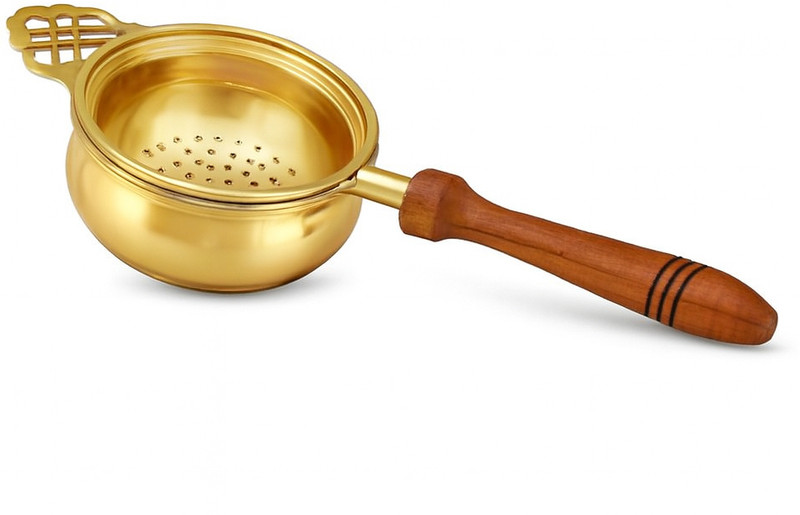 DM Design Master Premium Brass Chai Strainer 3 Inch with Wooden Grip Tea Filter Tea Strainer(Pack of 1)