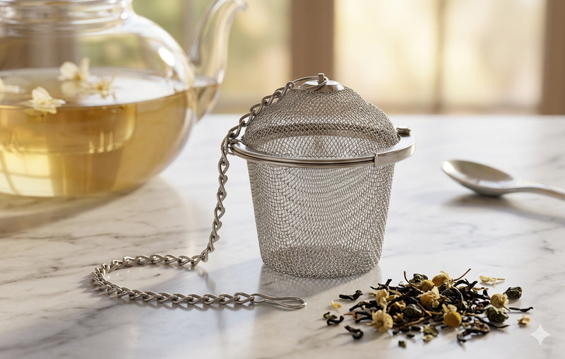 Elhify Food-Grade Mesh Tea Ball Strainer with Chain Hook Tea Strainer(Pack of 1)