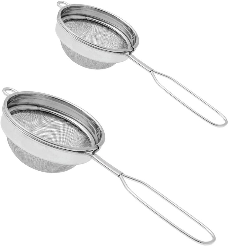 Dynore Stainless Steel Double Mesh Tea/Coffee Strainer/ Chalani for kitchen Tea Strainer(Pack of 2)