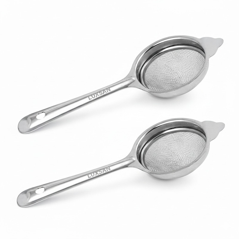 Luxsan Stainless Steel Double Mesh Tea Strainer/Filter with Long Handle & Hanging Hole Tea Strainer(Pack of 1)