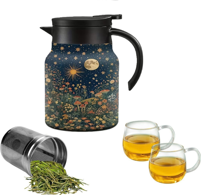Clefairy Thermal Tea Pot with Handle and Built in Infuser Stainless Steel Insulated Tea Urn(1000 ml)