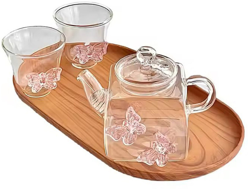 keya Tea Kettle with Butterfly Design & Matching Cups Tea Urn(1000 ml)