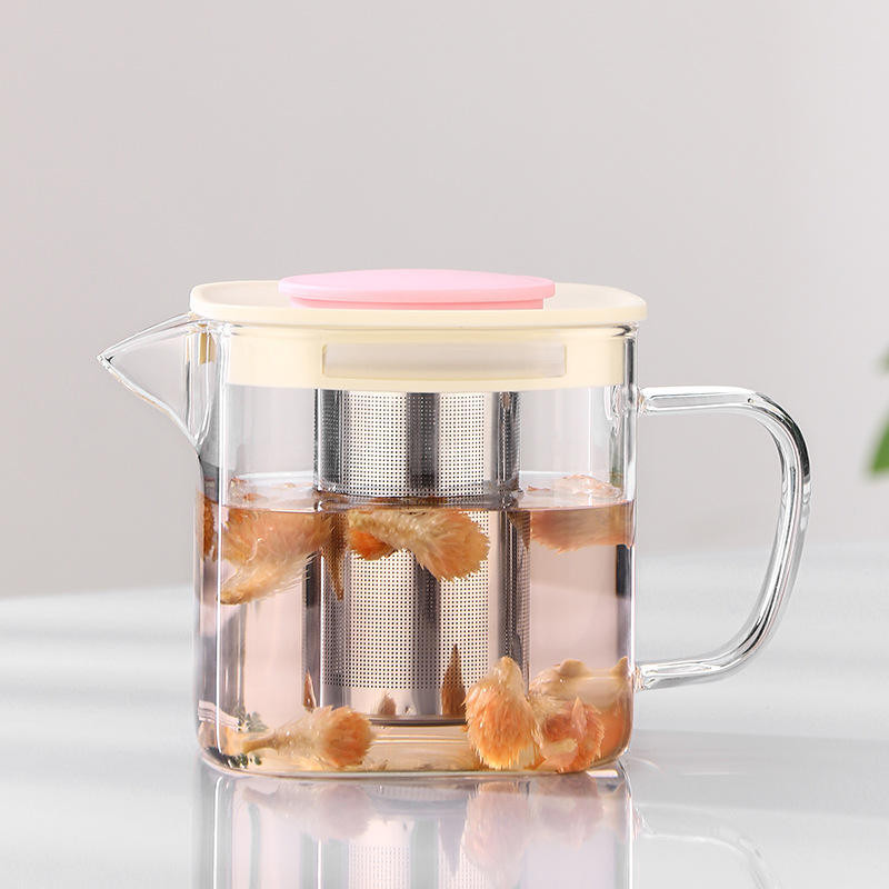 JOSSYFY Clear Heat Resistant Teapot with Stainless Steel Strainer Tea Urn(1000 ml)