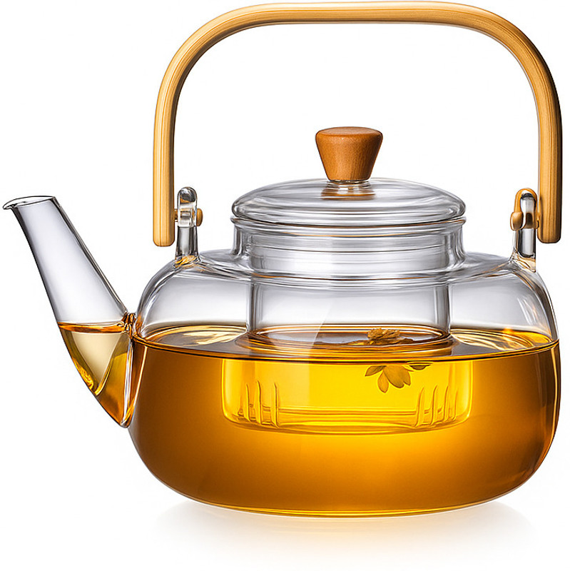 Himannhome Borosilicate Glass Teapot with Infuser – Heat Resistant Stove Safe Glass Tea Urn(1000 ml)