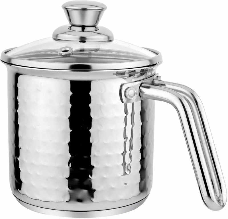 THE INDIAN AURA Steel Milk Pot with Glass Lid 17cm 2.5L Tea Urn(2.5 L)