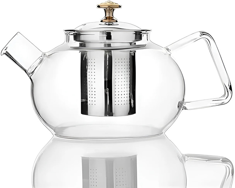 The Divine Tales Glass Teapot with Stainless Steel Infuser for Loose Leaf and Herbal Tea Tea Urn(1 L)