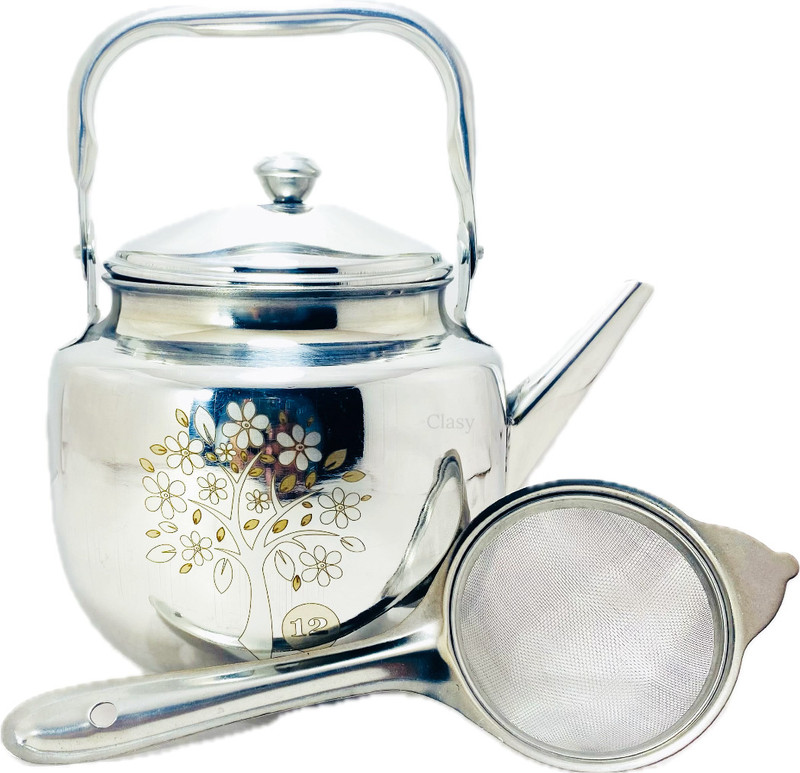 krisna special quality S.S. Laser Printed Tea Kettle 1Ltr With Chalne Tea Urn(1 L)